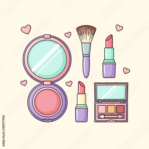 Makeup Cosmetics Beauty Products Illustration.