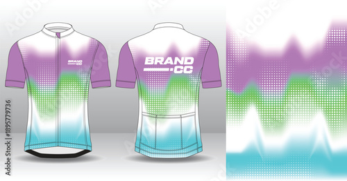 Professional cycling jersey template with modern geometric style for activewear