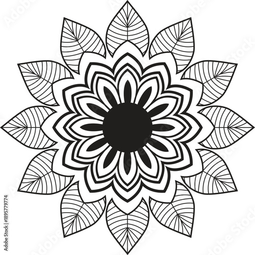 Mandala floral leaf ornamental design