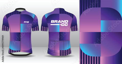 Professional cycling jersey template with modern geometric style for activewear