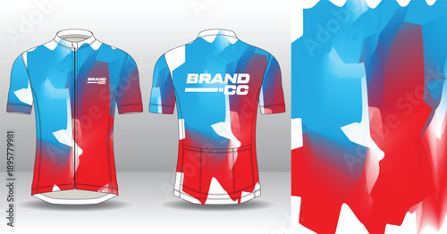 Professional cycling jersey template with modern geometric style for activewear