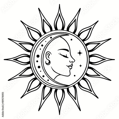 Modern Black and White Sun Logo Graphic