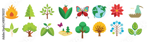 nature icon set collection illustration