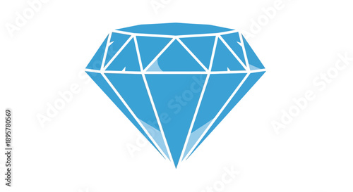 Shiny Blue Diamond Icon on White Background