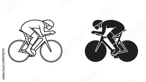 Cyclist riding bicycle in racing position