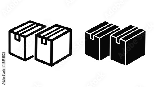 Simple black and white illustration of shipping containers