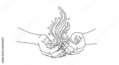 Two hands holding a plant with growing leaves and roots.