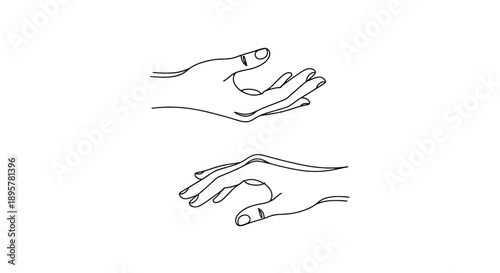 Simple line drawing of two hands reaching out to each other.