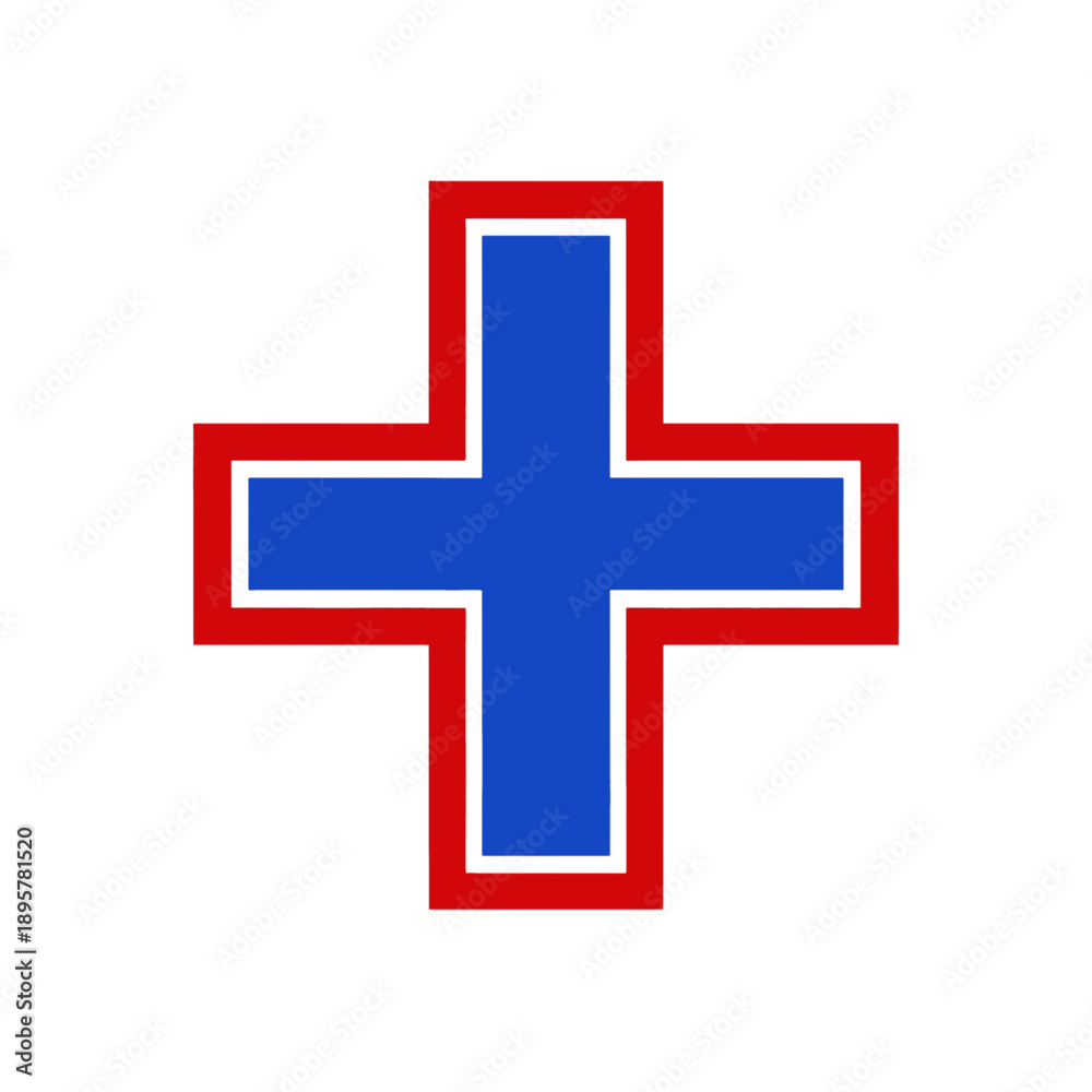 Fototapeta premium Blue and Red Cross App Icon.