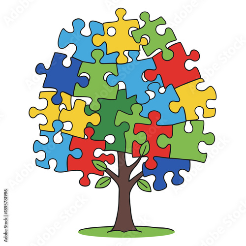 Autism Awareness Puzzle Tree