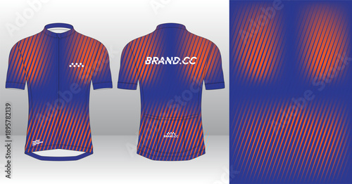 Professional cycling jersey template with modern geometric style for activewear