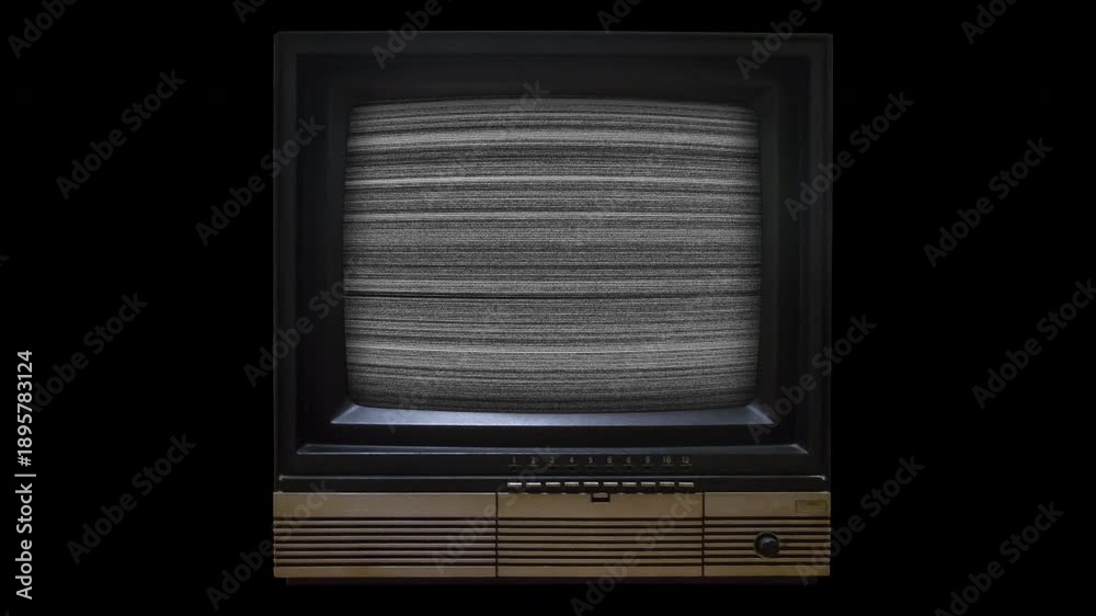TV Noise distortion レトロなブラウン管TVに映る砂嵐のテレビノイズ