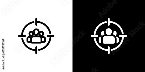 Audience icon concept with flat Black White Background. Vector illustration.
