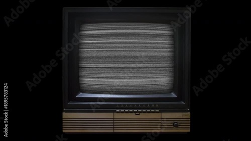 TV Noise distortion レトロなブラウン管TVに映る砂嵐のテレビノイズ 途中で画面がオフ 黒バックとグリーンバック 合成用素材 - 4K ProRes Loop CG motion graphics 