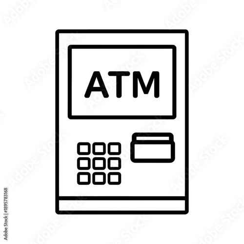 Line icon of an ATM machine with keypad and card slot.