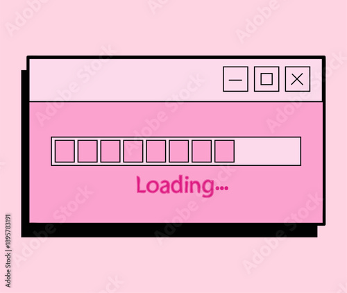 A pink loading bar in a retro window