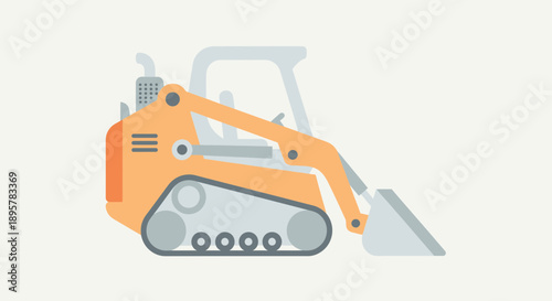 Compact Orange Construction Vehicle with Bucket and Tracks