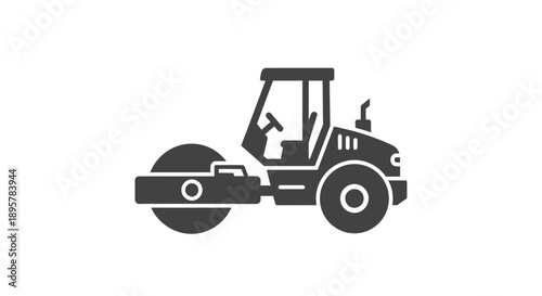 Compact Road Roller Vehicle Icon For Construction And Infrastructure Projects