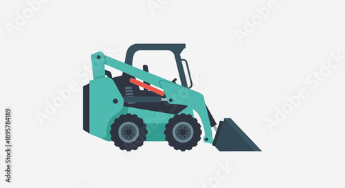 Compact Teal Skid Steer Loader Vehicle Illustration