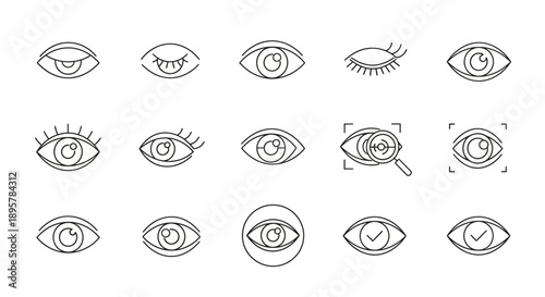 Eye icons set. Vision and look concept. Outline style