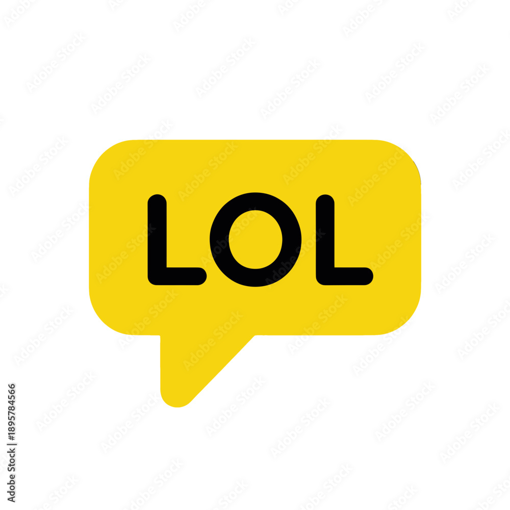 Fototapeta premium Yellow speech bubble chat icon with LOL text.