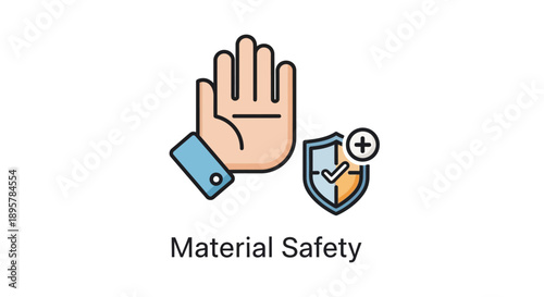 Material Safety Icon. Hand and Shield Symbol