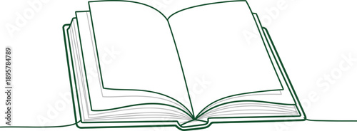 Green Outlined Illustration of an Open Book