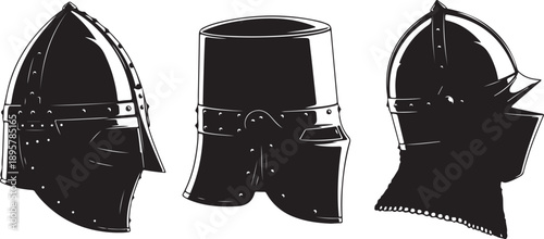 Medieval Knight Helmet Silhouette Set