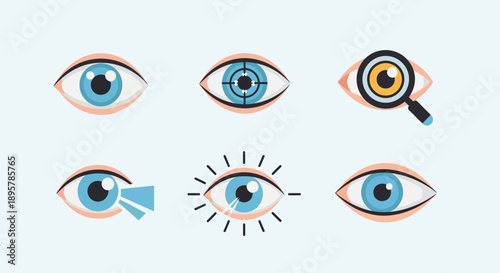 Eye Vision Care and Health Concept Icons