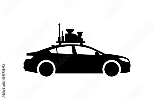 Modern Black Car with Rooftop Equipment