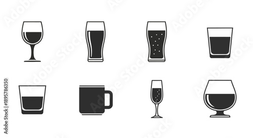 Drinkware Collection: Glassware Icons Set