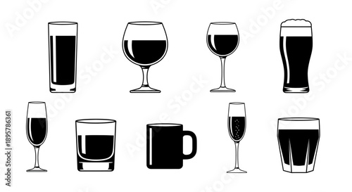 Variety of Drinkware Black and White