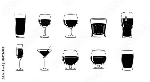 Elegant Drinkware Collection: Vector Graphics