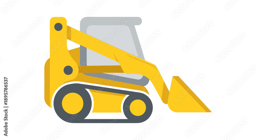 Naklejka premium Compact Yellow Skid Steer Loader Machine Icon Construction Equipment Simplified Design