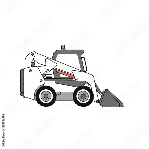 Compact Utility Loader Vector Icon Simple Construction Vehicle Illustration