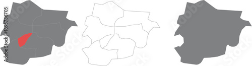 Andorra Administrative Map Vector Set with Parishes and Highlighted Region