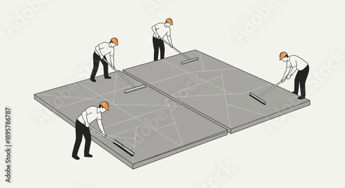 Construction Crew Paving New Ground Smoothly With Tools And Teamwork