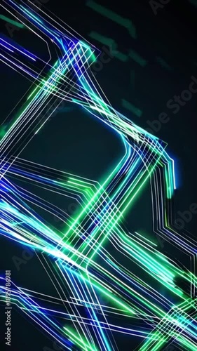Wallpaper Mural Abstract Neon Cyan and Green Geometric Wireframe Network Animation Torontodigital.ca