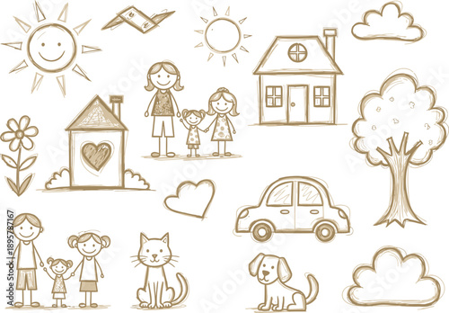 Happy Family and Home Illustrations