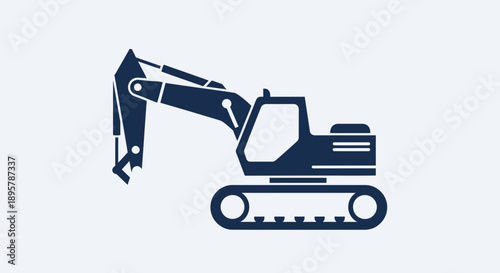Construction Excavator Icon Industrial Machine Digging Equipment Vector