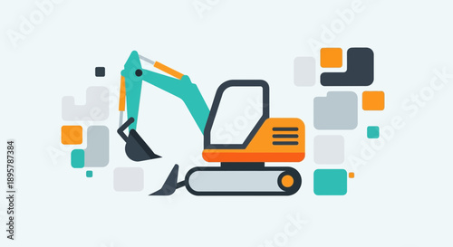 Construction Excavator Machine Digging Abstract Background