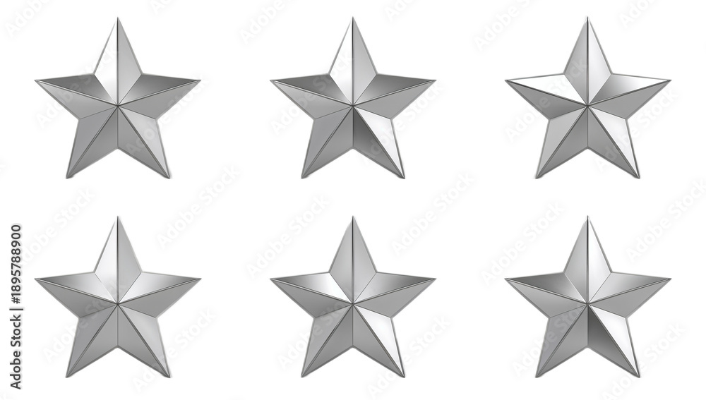 Fototapeta premium Six Silver Stars - A Symbol of Excellence, Achievement, and Recognition