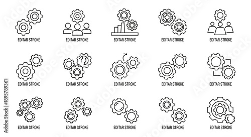 Wallpaper Mural Gears icons set, mechanism and engineering concept Torontodigital.ca