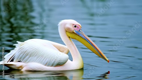 Wallpaper Mural Majestic Great White Pelican: Serene Water, Vibrant Colors Torontodigital.ca