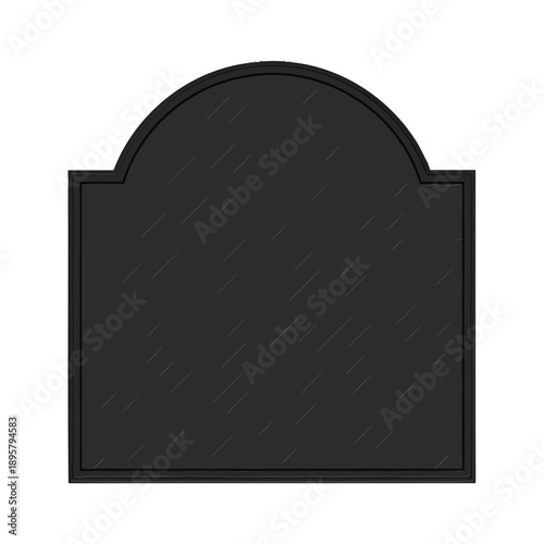 Black arched chalkboard with a textured surface isolated on white