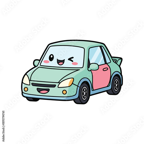 Cartoon car with funny facial expression