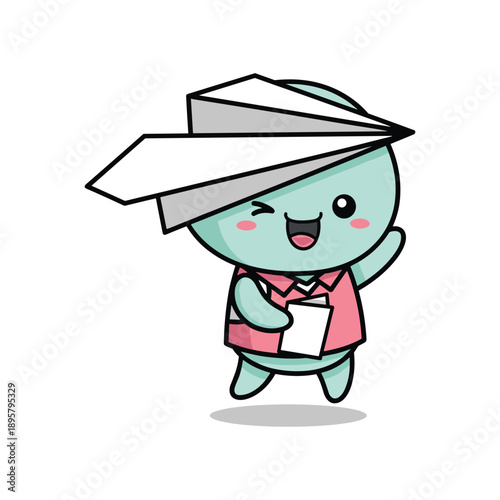 Cartoon character delivering mail with a big smile