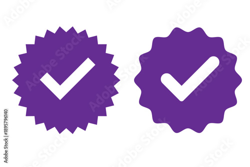 Blue Check Mark and Profile Approved icon set. Verified badge symbol. Blue tick mark icons collection. Social media profile blue check sign