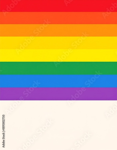 Horizontal rainbow stripe pattern. Below is a white space