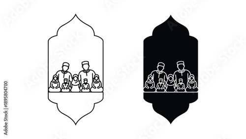 Hockey players logo template in black and white